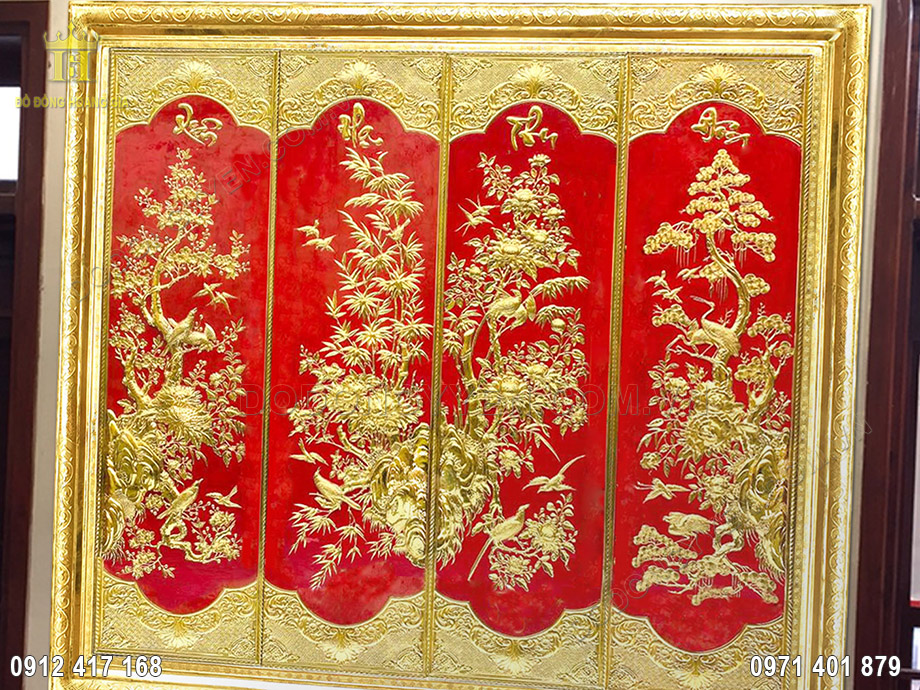 tranh đồng t&ugrave;ng c&uacute;c tr&uacute;c mai